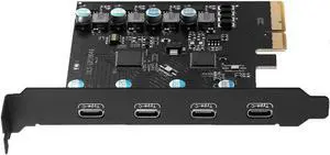 USB 3.2 PCI-e Expansion Card 4X USB C, PCI-e x4 to USB 3.2 HUB Adapter 10Gbps