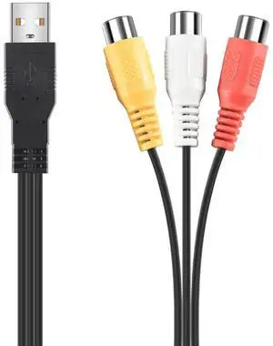 For 1Pc Usb Male Plug To 3 Rca Female Adapter Audio Converter Video Av A/V Cable Usb To Rca Cable For Hdtv Tv Television Wire Cord