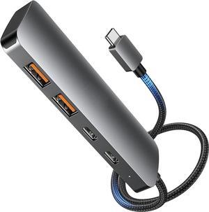 USB 3.2 Hub 10Gbps Gen2 with 2*USB C 3.2, 2*USB A 3.2, Thunderbolt 3 | 4 Hub 4-Ports for MacBook, iPad, iPhone 15/Pro/Max, Samsung, PC, Flash Drive, Etc