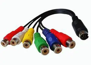 For 10 Pin S-Video to Female RGB 6 RCA 10 Pin Din S-Video Male Component Cable 30cm for PC HDTV RGB Component Cable 30cm