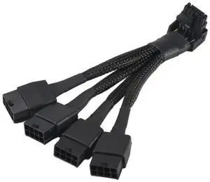 For 4X8Pin PCI-E To 16Pin(12+4) PCI-E 5.0 12VHPWR Connector 90-De Elbow Cable GPU RTX4090 RTX4080 Series P8X4 TO 16PIN-B