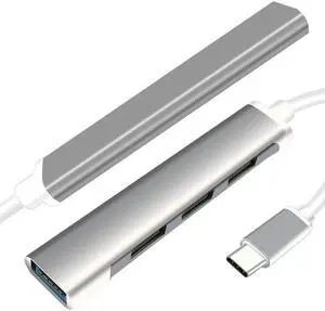 USB-C Hub with 4 Port USB3.0 Ultra Slim Data Hub Compatible for MacBook Mac Pro Mini, iMac, Surface Pro, XPS, IdeaPad, MateBook X Pro, Notebook PC, USB Flash Drives-Gray