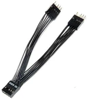 For Motherboard Audio HD Extension Cable 9Pin 1 Female to 2 Male Y Splitter Cable Black for PC DIY 10cm