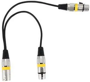 For 30Cm 3Pin Xlr Male to 2 Xlr Female Audio Extension Cable Y Splitter for Mic Mixer Recorder Dj Cable