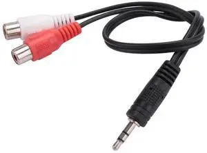 For 3.5mm stereo adapter headphone jack to 2 RCA jack adapter audio cable, 3.5mm Male to 2x RCA Female