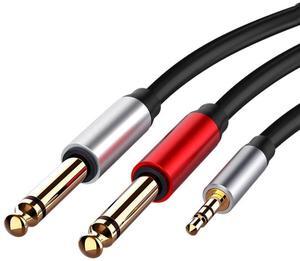For 3.5mm to Dual 6.5mm Adapter Jack Audio Cable 3.5 to 6.5 AUX Cord 3.5 Jack Splitter for Guitar Mixer Amplifier Bass