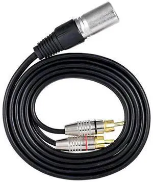 For 1 XLR Male to 2 RCA Male Plug Stereo Audio Cable Connector Y Splitter Cord for Microphone Mixing Console Amplifier(1.5M)