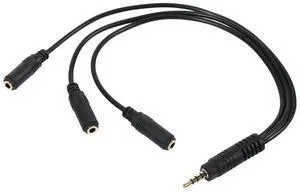 For 3.5mm Stereo Audio Splitter Cable Gold Plated 3.5mm (1/8 inch) TRRS Stereo Plug Male to 3 x 1/8 inch 3.5mm Stereo Jack Female 1