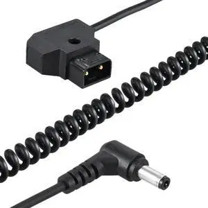For Coiled 1M/3.28Ft D-Tap 2Pin Male To Dc 5.5 X 2.1Mm Adapter Cable Extension Elastic Line For V-Mount Dslr Cage Rig