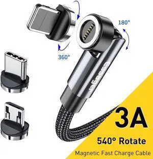 USB A to USB C Cable Fast Charging with 540 Rotate Adjustable, Nylon Braided Type-C Cord for lPad Air/lPad Pro, MacBook Pro, Samsung Galaxy S21/S10/S9/Plus (1-Pack, 3.3ft)