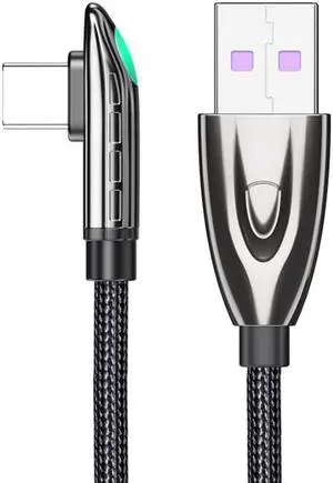 Right Angle USB C Cable [3.3ft, 1-Pack], 6A PD66W Super Fast Charging Cable Type C to Type C Cable USB C Charger Cord for MacBook Pro Air i Pad Thunderbolt Samsung Galaxy Switch PS5 USB C Device
