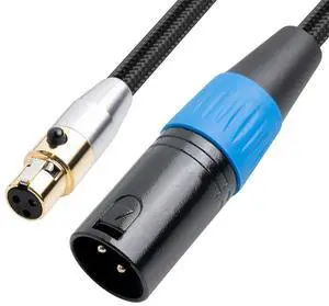 For 3-Pin Mini XLR Male to XLR Female Adapter Cable Balanced Cord for Recording, Speaker Systems, Statio,1Ft/0.3M