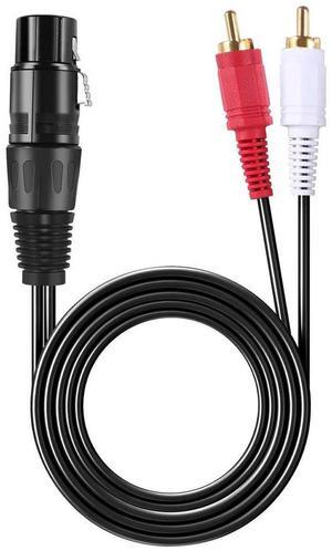 For 1.5m/ 5ft Stereo Audio Splitter Patch Y Cable Cord 1 XLR Female to 2 RCA Male Plug