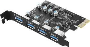 PCIe to USB 3.2 Gen 1 Extension Card with 4 Ports 5 Gbps Bandwidth,No External Power Source Required