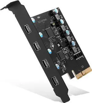 4-Ports Type-C PCI-E USB Card, PCI-E to USB 3.2 Expansion Card, PCI Express Expansion Card for Desktop PC Support Windows 10/8/7/XP and MAC OS 10.8.2 Above