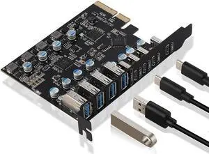 USB 3.2 PCI-e Expansion Card 8-Port(4X USB C - 4X USB A), PCI-e to USB 3.2 Gen2 HUB Adapter Superspeed 10Gbps, Fits PCI Express x4, x8 or x16 socket.