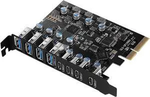 8-Ports PCI-E to USB 3.2 HUB(4X USB C - 4X USB A 3.2) PCI Express Expansion Card Adapter 10Gbps for Motherboard, Fits PCI Express x4, x8 or x16 socket.
