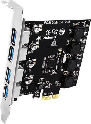 4 Ports Superspeed 5Gbps USB 3.0 PCI Express Expansion Card for Windows 11, 10, 8.x, 7, Vista, XP Desktop PCs, Built in Self-Powered Technology, No Need Additional Power Supply