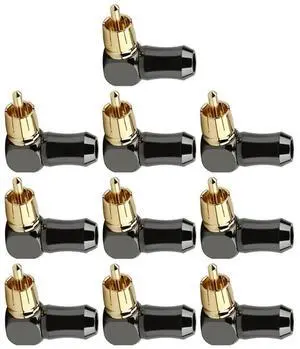 For 10Pcs RCA Connector Audio Plug Male 90 De Right Angle Elbow Speaker Terminal Conector for Soldering Video Cable