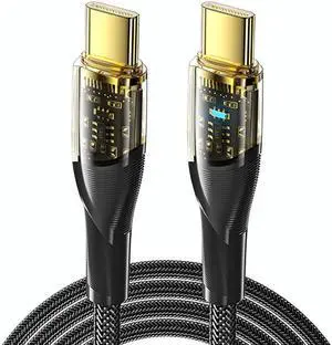 Transparent USB C Cable [3.3ft, 2-Pack], 5A PD100W Super Fast Charging Cable Type C to Type C Cable USB C Charger Cord for MacBook Pro Air i Pad Thunderbolt Samsung Galaxy Switch PS5 USB C Device