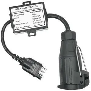 For US to Trailer Light Converter for US Cars 4-Pin Flat Plug Socket to European Trailer 13-Pin Round Plug For US to Trailer Light Converter for US Cars 4-Pin Flat Plug Socket to European Trailer 13-Pin Round Plug