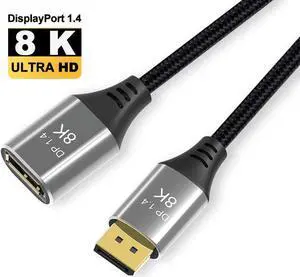 8K DisplayPort Extension Cable, 3.3ft (for DP 1.4 Gaming PCs/laptops/Graphics Cards/Monitors, Supports 4K@120Hz, 144Hz/165Hz/240Hz), Braided Display Port for Gaming Monitor, Graphics, PC