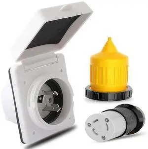 For 30AMP RV Power Inlet Outlet Shore Power Kit W/Boot Cord Protector 125V NEMA L5-30P L5-30R Male Female Connector Plug