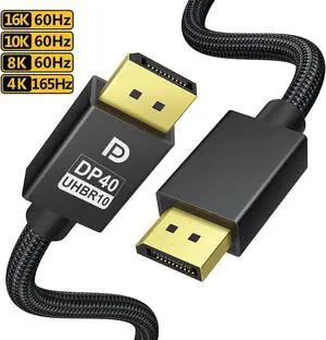 8K DisplayPort2.1 Cable 3.3 Foot, DP to DP Cable 2.1 Support 8K@60Hz, 4K@144Hz/120Hz, 40Gbps, Compatible with Computer, Desktop, Laptop, PC, Monitor, Projector