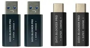 For 4Pcs USB Data Blocker and USB-C Data Blocker Protect Against Juice Jacking Support Safe Quick Charge Stop Data Theft