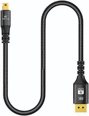 Mini DP to DisplayPort Cable 8K(7680X4320)@60Hz 4K@144Hz DisplayPort 1.4 Bi-Directional Transmission DisplayPort to Mini DisplayPort 8K Cable (6.6FT)