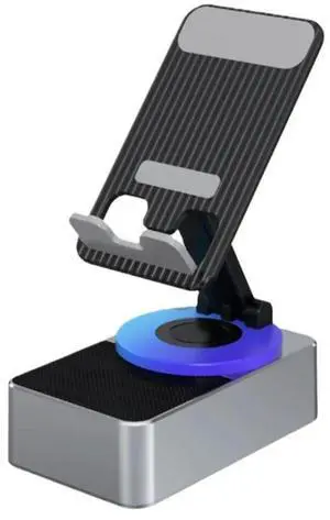 For 3-In-1 Mobile Phone Holder, Audio Power Bank, Call Speaker, Multi-Function Foldable Rotating Desktop,Gray