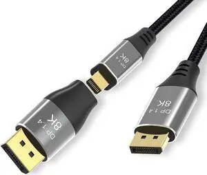 3.3ft (1m) VESA Certified Mini DisplayPort to DisplayPort 1.4 Cable with DP to Mini DP Adapter- 8K 60Hz HBR3 HDR - Super UHD mDP to DP 1.4 Cord - Slim Ultra HD 4K 120Hz - Monitor/Video Cable 3.3ft (1m) VESA Certified Mini DisplayPort to DisplayPort 1.4 Cable with DP to Mini DP Adapter- 8K 60Hz HBR3 HDR - Super UHD mDP to DP 1.4 Cord - Slim Ultra HD 4K 120Hz - Monitor/Video Cable