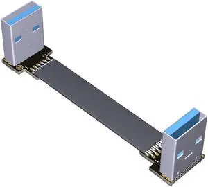 ADT-Link USB 3.0 Cable USB to USB Cable Type A Male to Male Extension Cable Super Speed HDD 90/270 Degree Angle Up/Down Angled (10cm,S3-S3R)