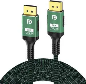 Braided DP Cable 2.0, Support 16K@60Hz,8K@120Hz, 4K@240Hz (DisplayPort 2.0 Cable) with FreeSync, G-SYNC and HDR for Gaming Monitor, PC, RTX 3080/3090, RX 6800/6900 and More-3.3ft