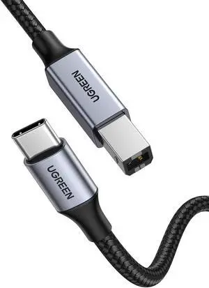 USB C to USB B 2.0 Printer Cable Braided Printer Scanner Cord Compatible with Epson, MacBook Pro, HP, Canon, Brother, Samsung Printers and More 10FT