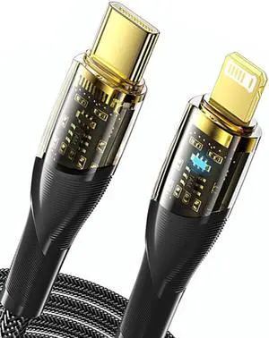 29W USB C to Lightning Cable Fast Charging, Nylon Braided [MFi Certified] Transparent Shell for iPhone 14 13 13 Pro 12 Pro Max 12 11 X XS XR 8 Plus, AirPods Pro (Black, 1-Pack, 3.3ft) 6.6 ft. 2 pieces