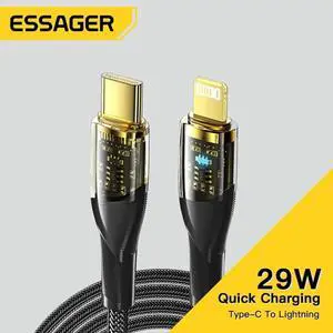 29W USB C Cable, E-Mark 3A PD Fast Charging 480Mbps Nylon Braided Laptop Data Cord for iPhone 14 13 Pro 12 Pro Max 12 11 X XS, AirPods Pro and More, 6.6ft 1-Pack