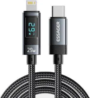 29W USB C to Lightning Cable Fast Charging,Nylon Braided [MFi Certified] for iPhone 14 13 13 Pro 12 Pro Max 12 11 X XS XR 8 Plus, AirPods Pro (Black, 1-Pack, 3.3ft)