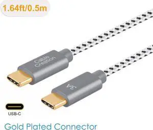 Short USB C Cable 0.5m 1.6FT 60W USB C to USB C Fast Charging Cable Short USB Type-C to C Cable Braided 3A 480Mbps Data for MacBook Pro Air iPad Air Pro S21/S20 Pixel 4/5 etc. Space Gray