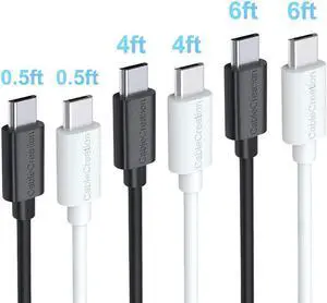 Micro USB Charging Cable, 6-Pack(0.5/0.5/4/4/6/6ft) High Speed USB to Micro USB Charging Cord Compatible with Fire TV Stick, S7, HTC, LG, Chromecast, Power Bank (White & Black)