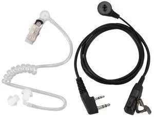 For 2PCS 2 Pin PTT MIC Headset Covert Acoustic Tube In-Ear Earpiece for UV-5R BF-888S CB Accessories