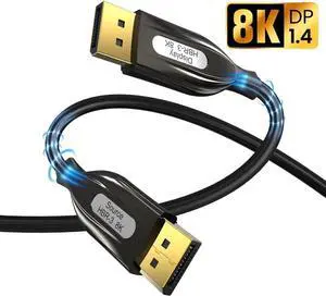 8K DisplayPort Fiber Cable 1.4, (8K@60Hz, 2K@240Hz, 4K@144Hz, 32.4Gbps), Display Port to Display Port Cable 1.4 (DP to DP Cable) Compatible for Gaming Laptop TV PC Computer Monitor-16FT