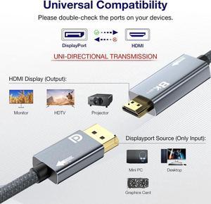 8K@60Hz DisplayPort to HDMI Cable 9.9ft, DP 1.4a to HDMI 2.1 Video Cord, Support 8K, 4K@120Hz, 2K@240Hz, VRR, HDR, Dolby Vision, HDCP 2.3, DSC 1.2a for PC, HP, ASUS, DELL, GPU, AMD, NVIDIA