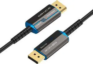 8K Fiber Optic DisplayPort Cable Light High Speed Support 32.4 Gbps 8K at 60Hz DP1.4 Slim and Flexible with Optic Technology (5M/16FT) 8K Fiber Optic DisplayPort Cable Light High Speed Support 32.4 Gbps 8K at 60Hz DP1.4 Slim and Flexible with Optic Technology (5M/16FT)