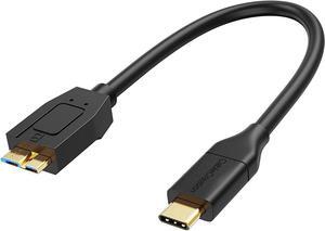 Short USB C Hard Drive Cable 1FT, USB 3.1 C to Micro B Cable 10Gbps USB C to Hard Drive Cable Compatible with MacBook Pro Air Galaxy S5 My Passport Elements etc, 0.3m Black