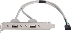 2 Port USB 2.0 Type A Female Screw to USB 2.0 9 Pin Motherboard Header Panel Cable with Bracket Bracket Computer Accessory Cord