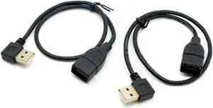 USB 2.0 Type-A Extension Cable 90 Degree Angled USB 2.0 Male to Female Extension Cable 40cm 2PCS/Set