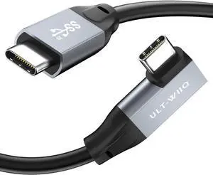 USB C to USB C 3.2 Gen2x2 Cable 100W, 20Gbps Right Angle 4K@60Hz Video Cord, Super Soft 90 Degree Type-C Data Cable with E-Marker for Thunderbolt 3/4, MacBook, iPad Pro, Oculus Quest, Switch (3.3FT)