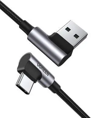 USB C Cable 90 Degree Type C Cable 18W Fast Charging USB A to USB C Cable Right Angle Compatible with iPad Mini 6Galaxy S21 S20 Note20 S21 Z Flip 3 Z Fold Pixel PS5 GoPro Hero 8 Switch 3ft