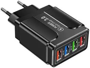 For 45W 4 USB Quick Charger USB 3.0 Mobile Phone Charger Fast Travel Charger Standard Adapter Phone Charging Head-EU Plug